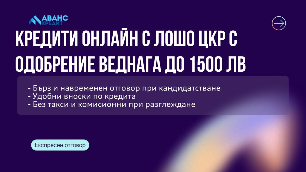 Кредити онлайн с лошо ЦКР одобрение веднага до 1500 евро