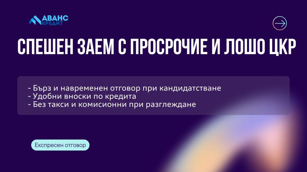 Спешен заем с просрочие и лошо ЦКР